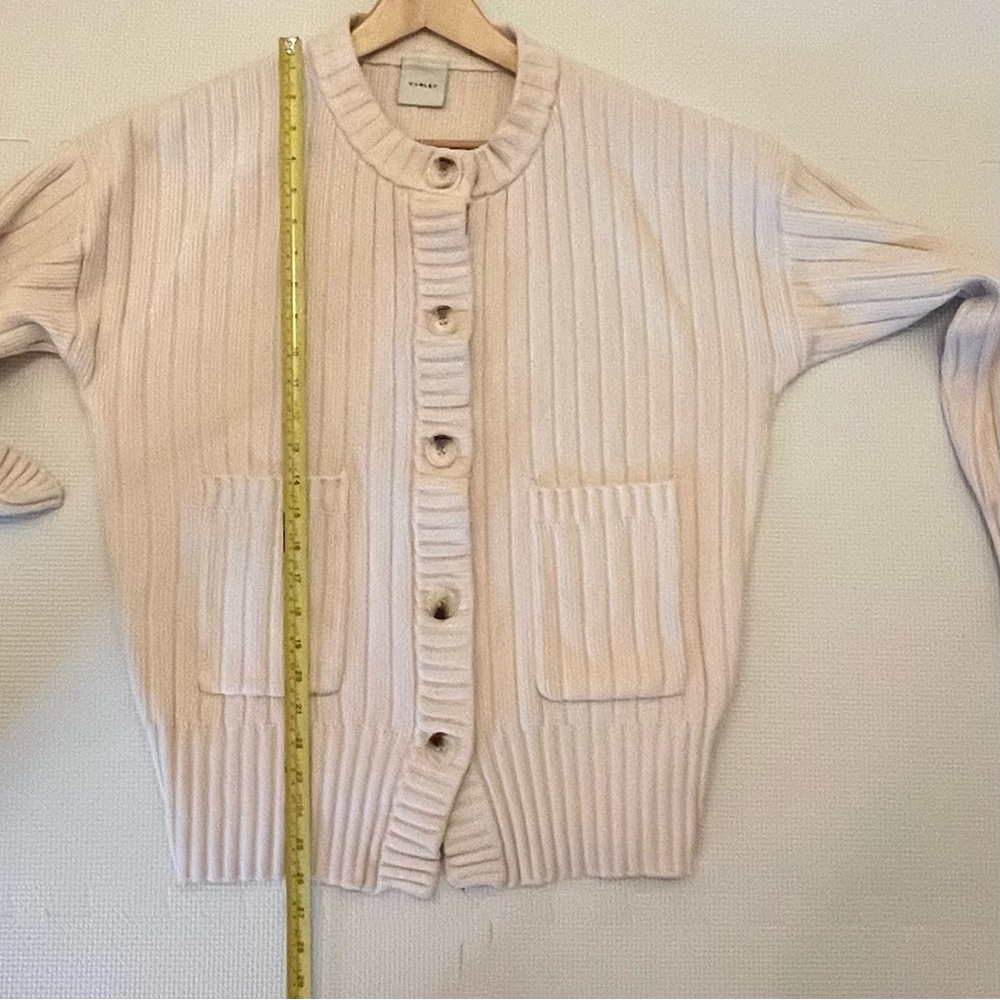 Varley Pensdale Relaxed Knit Jacket Egret Blush Ivory Ribbed Cardigan L - Picture 15 of 15